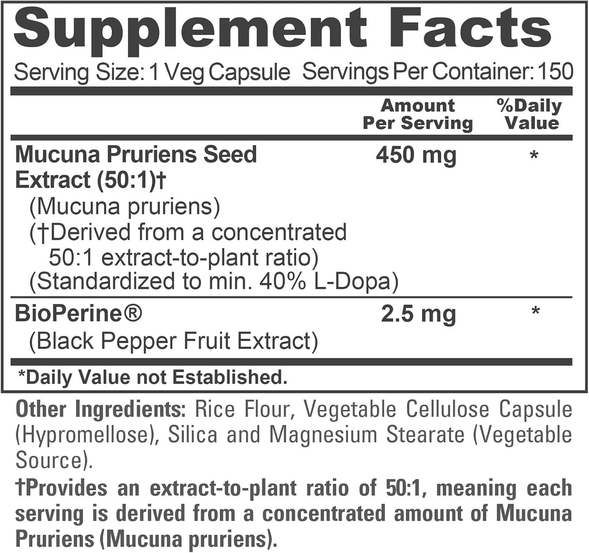 NusaPure Mucuna Pruriens Capsules, 450 mg, 150 Vegan Capsules (Gluten-free, Non-GMO) - görsel 4