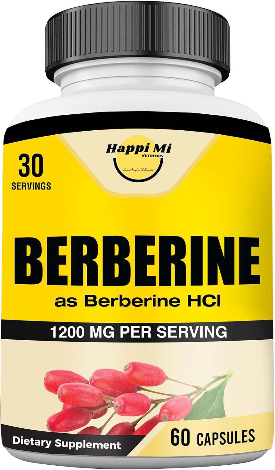Berberine 1200mg Per Serving as Berberine HCl, 60 Vegetarian Capsules - görsel 1