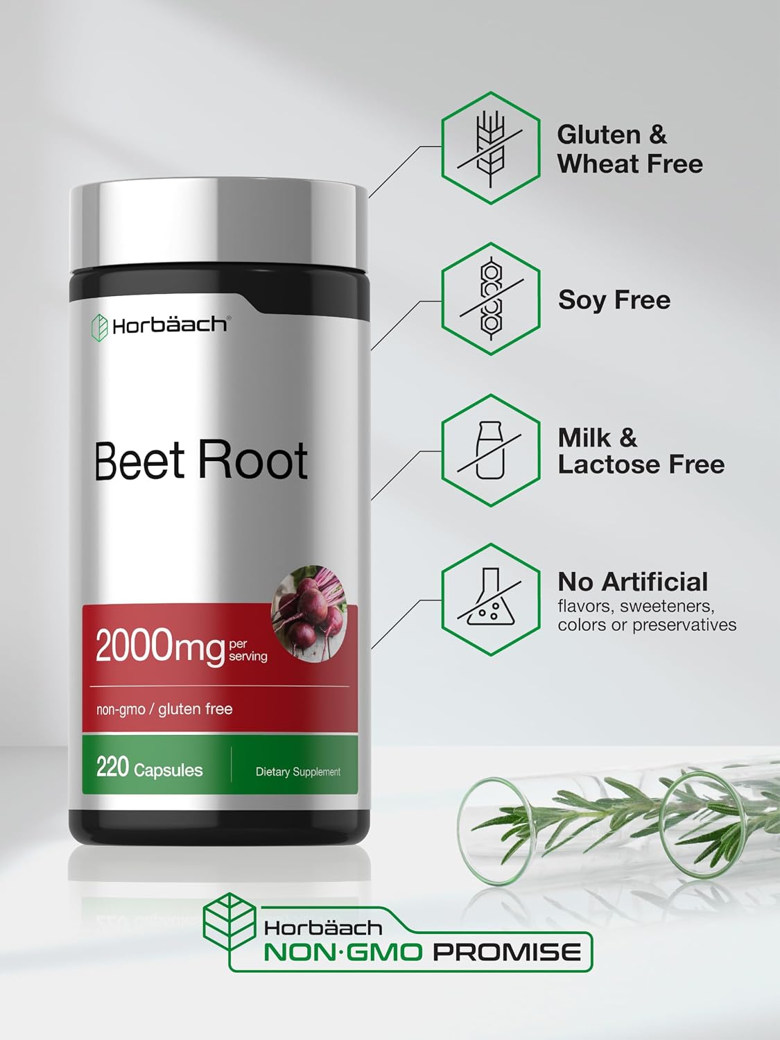 Horbäach Beet Root Powder Capsules | 220 Capsules | Non-GMO & Gluten-free - görsel 5