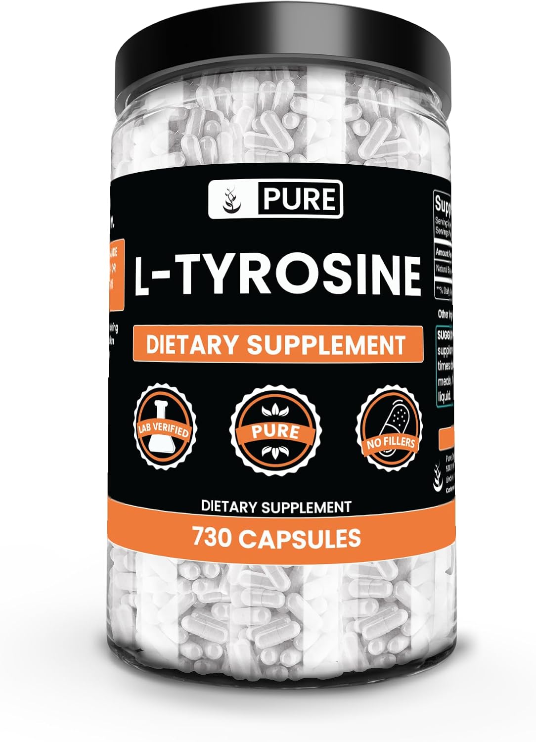 PURE ORIGINAL INGREDIENTS L-Tyrosine (730 Capsules) – No Fillers, Lab Verified - görsel 1