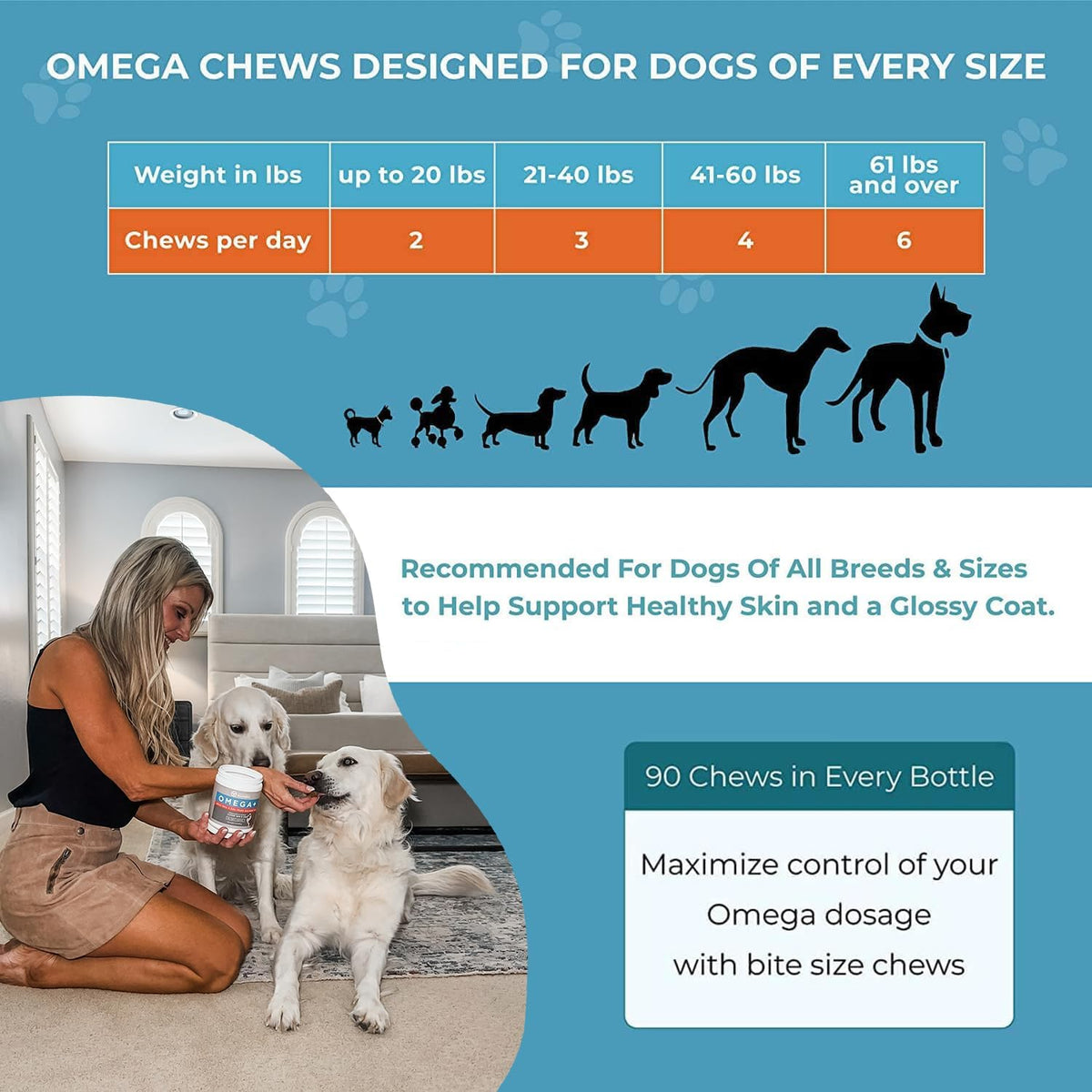 PawMedica Omega-3 for Dogs - Skin and Coat Supplement with Fish Oil - Omega-3 6 9 Chews for Allergies - görsel 3