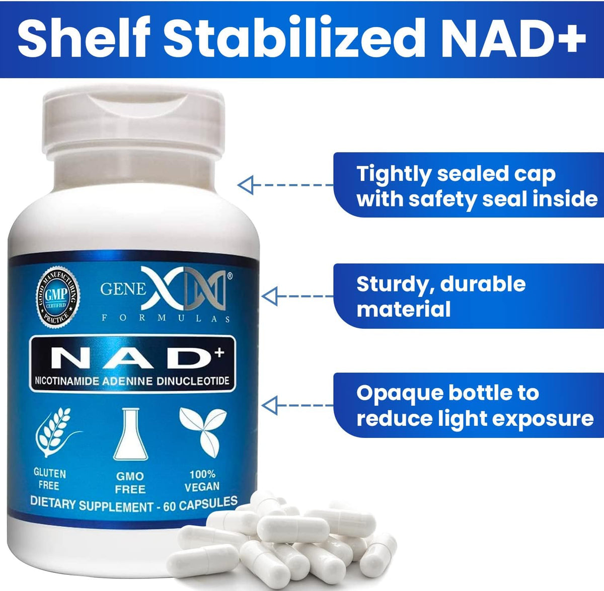 Genex Formulae NAD+ 250mg – Actual NAD+ Supplement, 60 Capsules - görsel 4