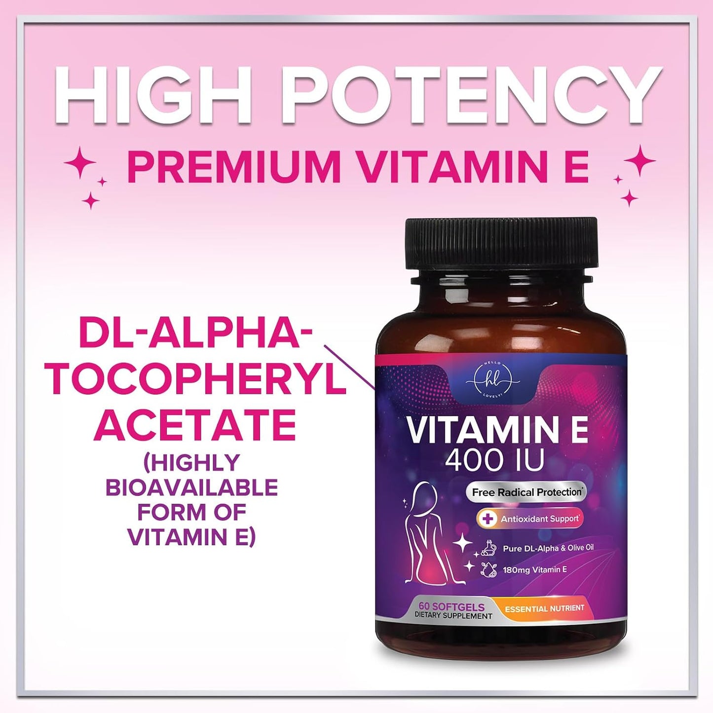 Vitamin E 180 mg - dl-Alpha Tocopherol Soft gel capsules for Hair, Skin and Immune Support - 60 Soft gel capsules - görsel 6