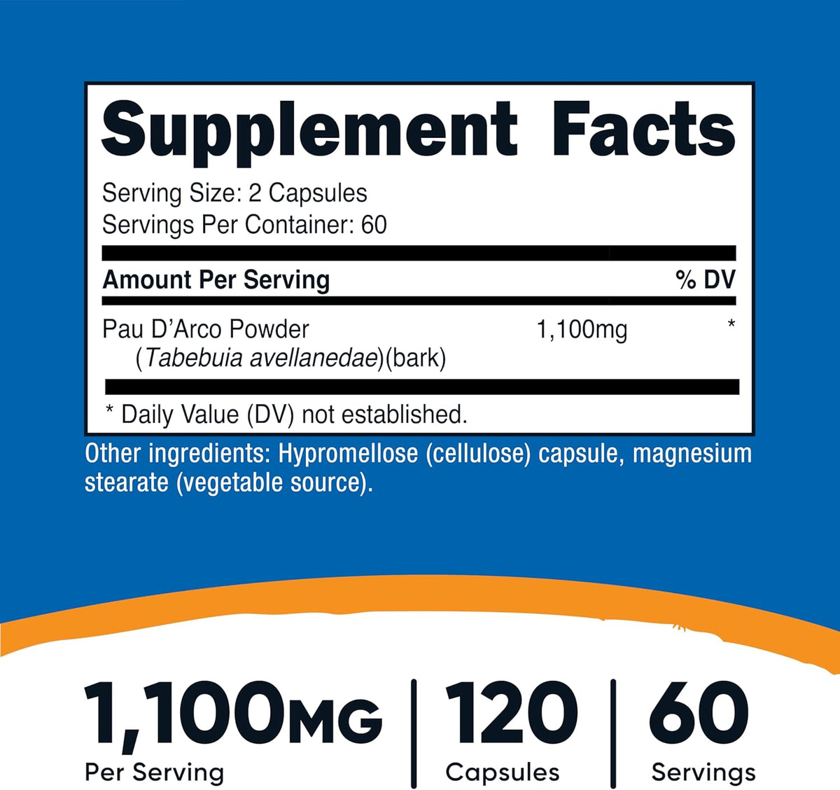 Nutricost PAU D'Arco Inner Bark 1100mg, 120 Vegetarian Capsules (60 Serv) - Non-GMO & Gluten-free - görsel 2