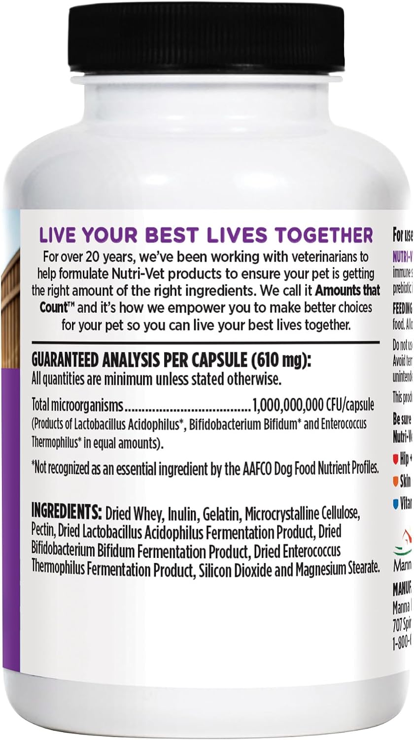 Nutri-Vet Probiotics for Dogs - Digestive Health & Immune Support, Vet-Formulated, 60 Capsules - görsel 9