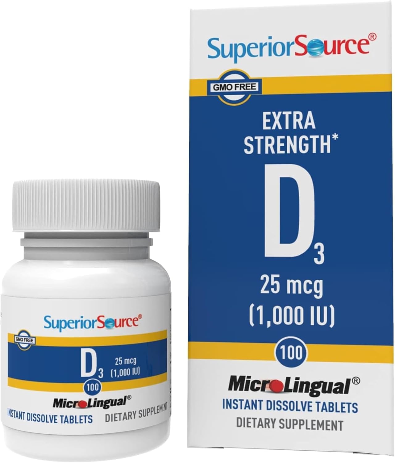 Superior Source Vitamin D3 1000 IU – Provides Immune System, Brain & Nervous System Support – Helps Calcium Absorption for Teeth & Bone Health – Bariatric Friendly – 100 Sublingual Tablets - görsel 1