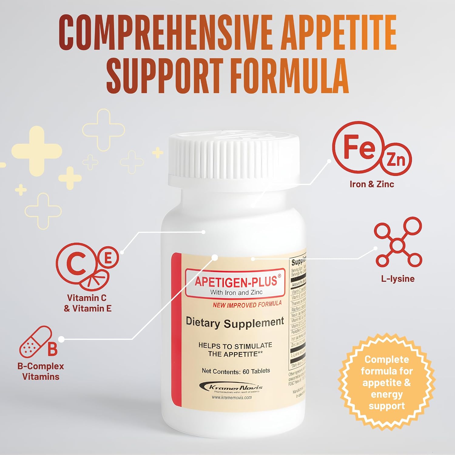 Apetigen-Plus Appetite Stimulant for Weight Gain – Multivitamin with Iron, Zinc, L-Lysine & B-Complex – Appetite Booster Tablets for Adults & Children 12+ – Sugar-Free, No Fish Oil – 60 Tablets - görsel 5
