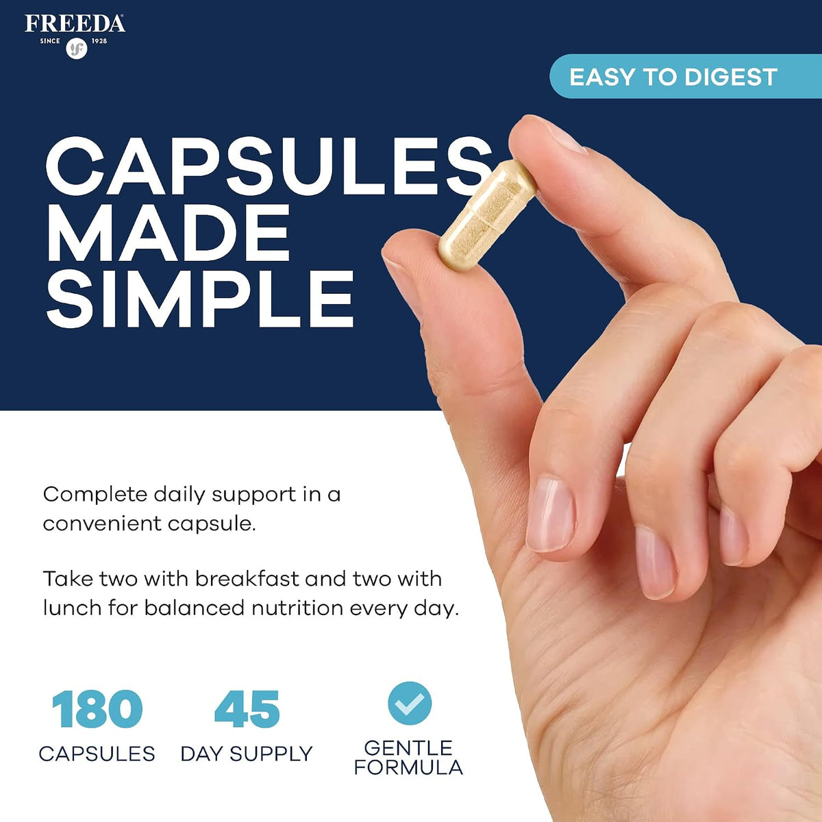 FREEDA SCD Multivitamin – Daily Multivitamin Supplement for Men & Women – SCD Legal – Vegan – 180 Capsules - görsel 5