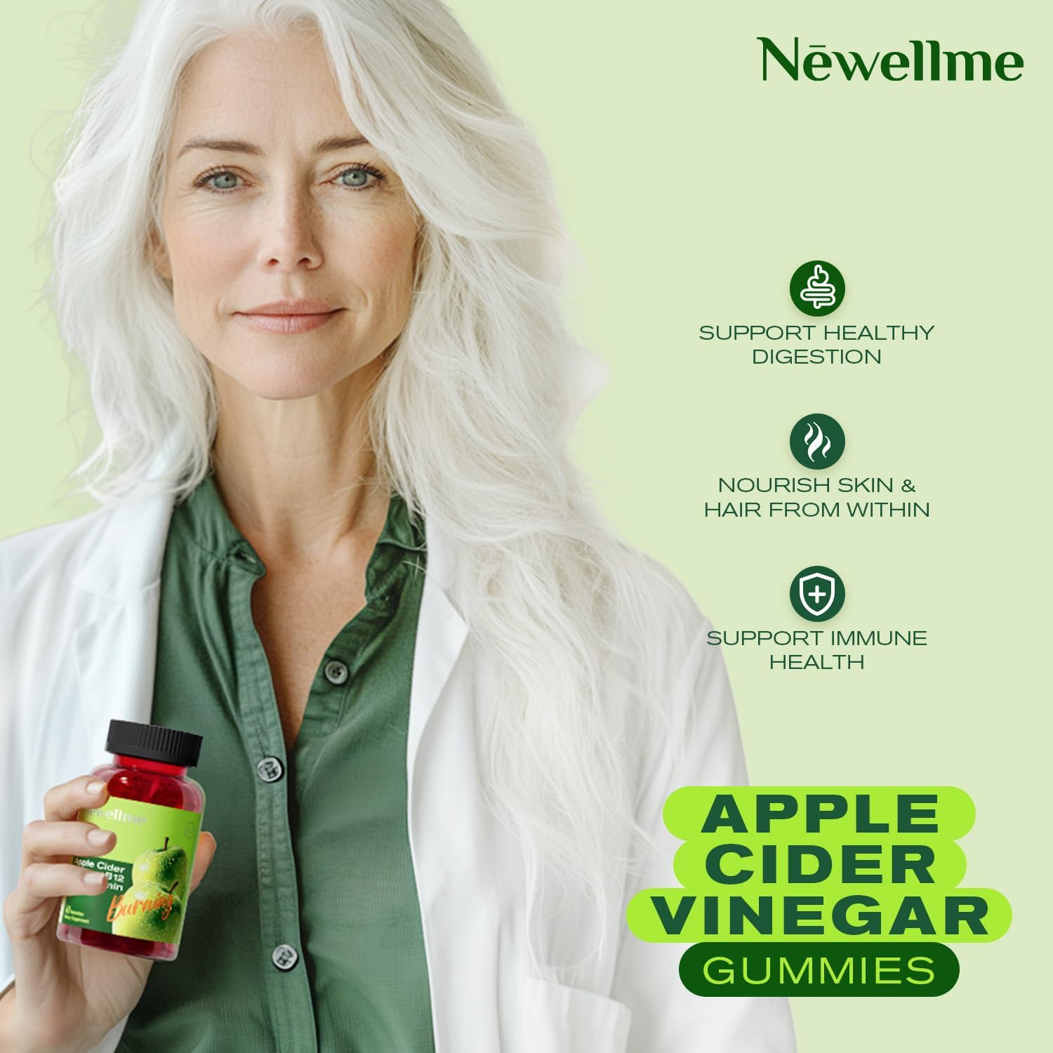 Apple Cider Vinegar Gummies with B12 Multivitamin – ACV Supplement Gummy Vitamins, Energy & Traditional Digestive Support | Vegan, Non-GMO & Gluten-free (120) - görsel 2