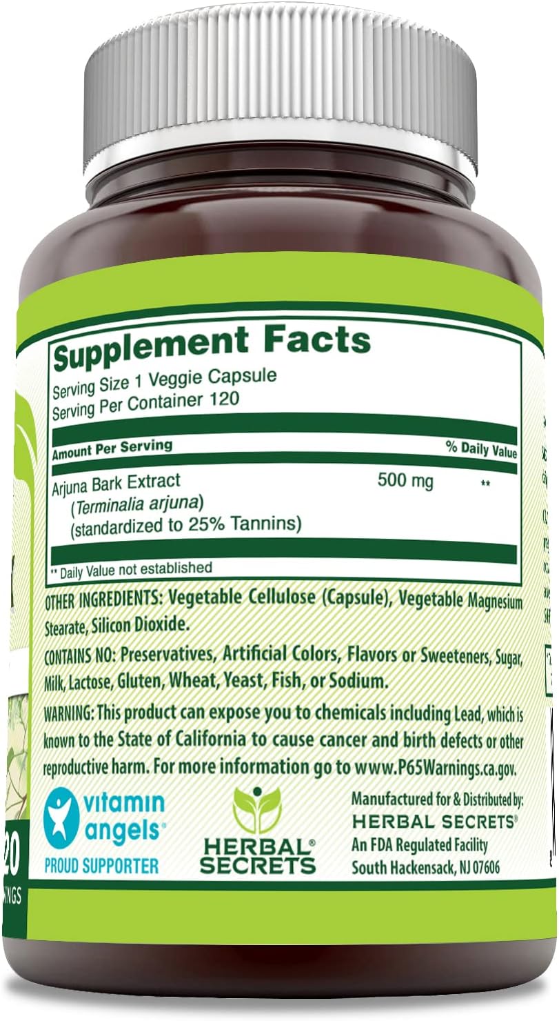 Herbal Secrets Arjuna Bark Extract Supplement, 500 mg, 120 Veggie Capsules - görsel 2