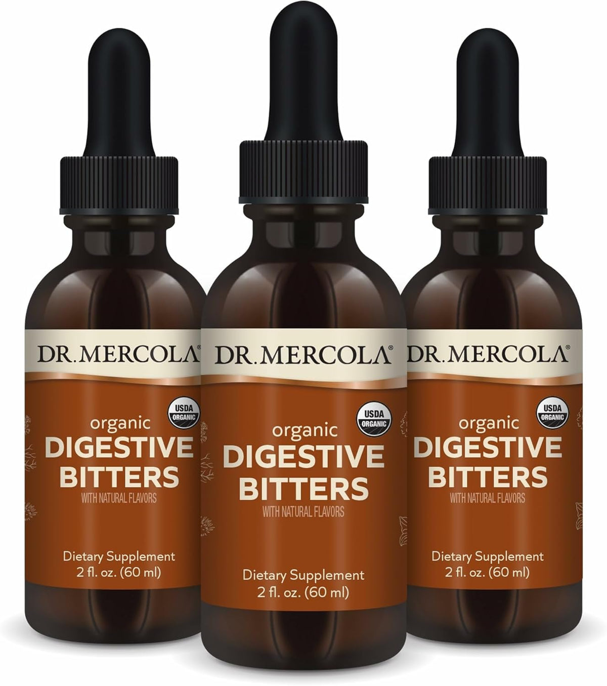 Dr. Mercola Organic Digestive Bitters Liquid Drops - 60 ml (30 Servings) Pack of 3 - görsel 1