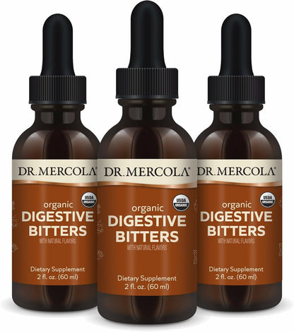 Dr. Mercola Organic Digestive Bitters Liquid Drops - 60 ml (30 Servings) Pack of 3
