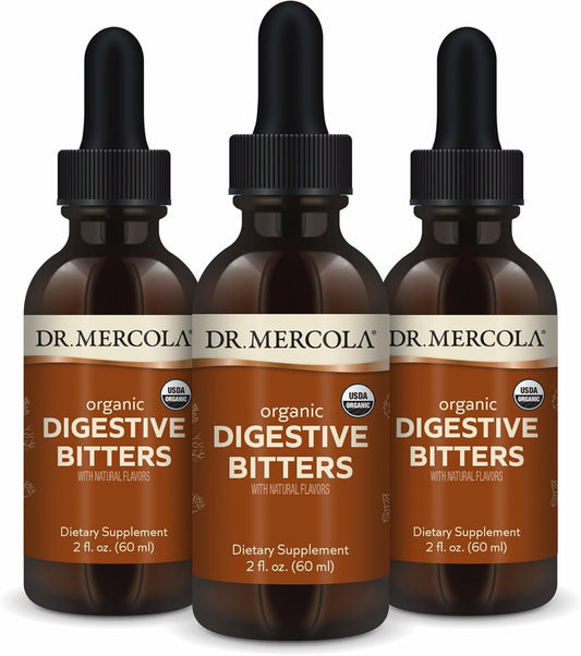 Dr. Mercola Organic Digestive Bitters Liquid Drops - 60 ml (30 Servings) Pack of 3