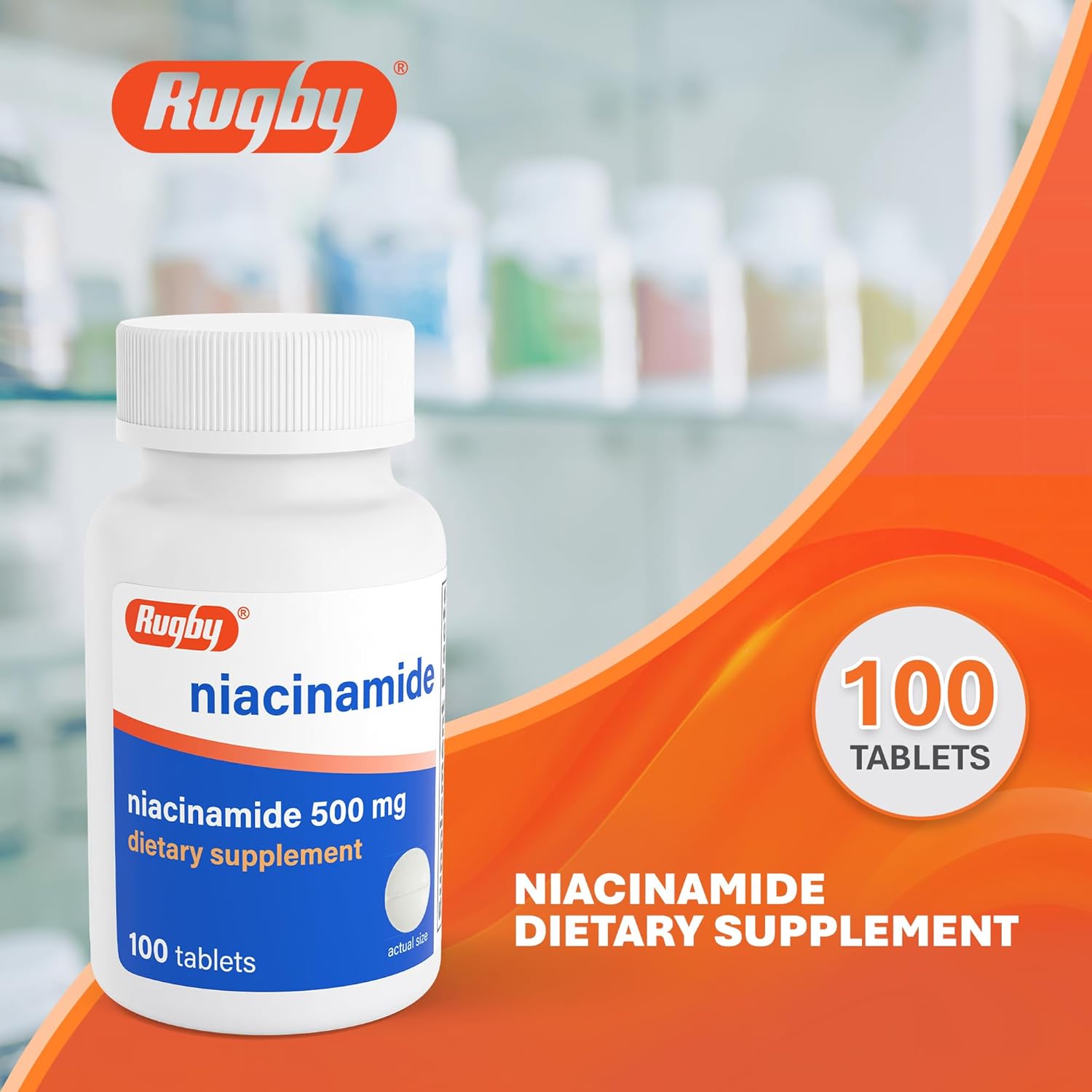 Rugby Niacinamide 500 mg Tablets – Gluten-Free Vitamin B3 Supplement (100 Count) - görsel 2