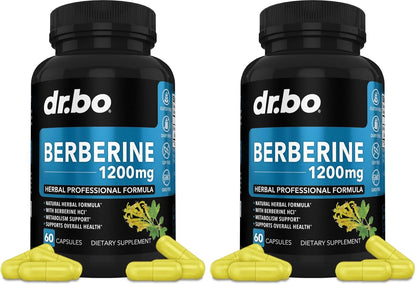 Berberine HCL 1200mg Capsules | Metabolic Support Supplement | DR. BO - 60 Vegan Capsules
