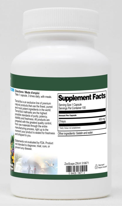 TerraVita Chaya - 450 mg - 100 Capsules (3 Pack)