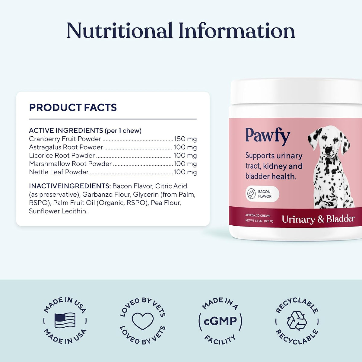 Pawfy Dog UTI Supplement | Cranberry & D-Mannose for Urinary Tract & Bladder Health | Dog Vitamins and Supplements - 30 Chews - görsel 4