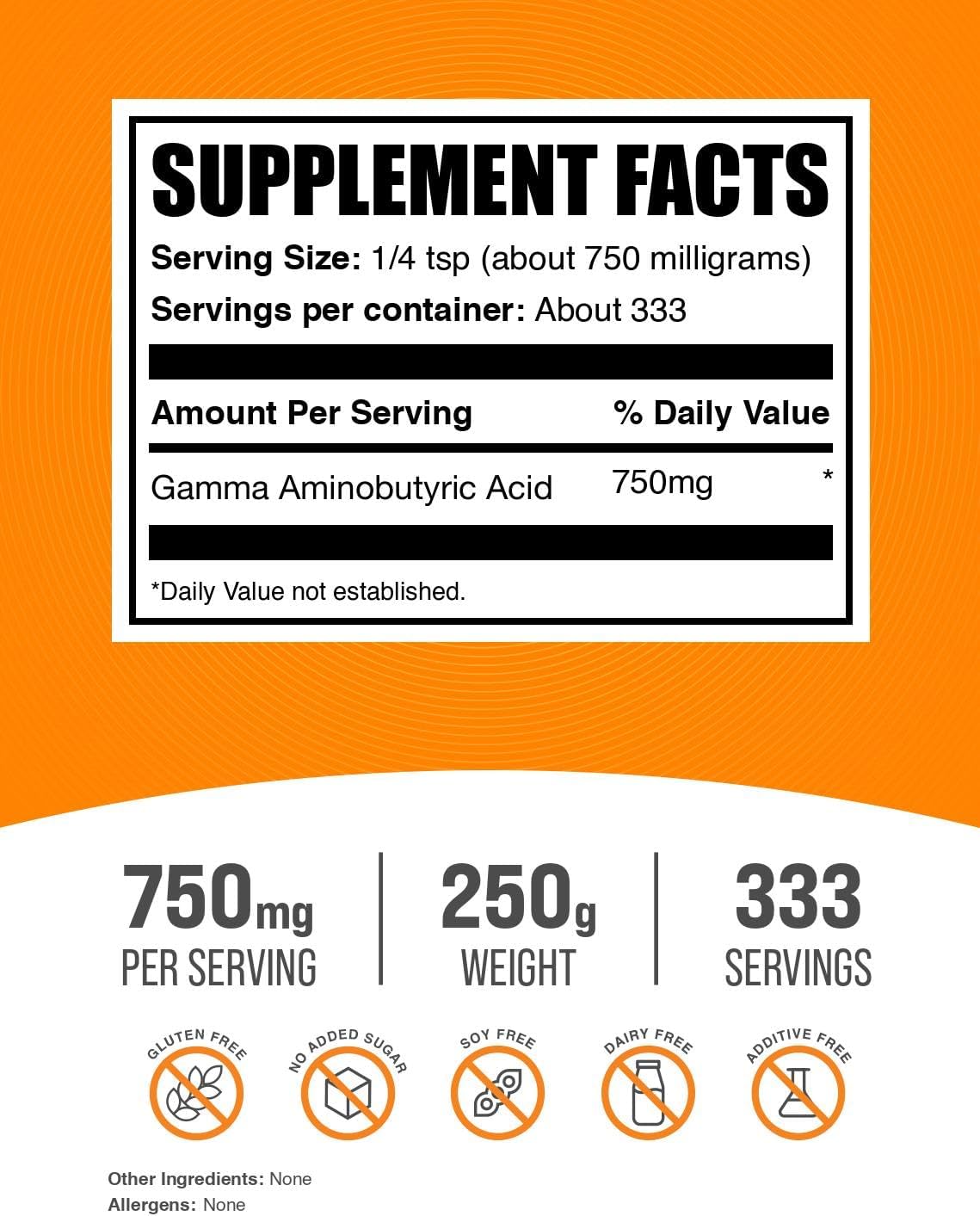 BulkSupplements GABA Powder - Gamma Aminobutyric Acid Supplement, 750mg per Serving, 250g (8.8 oz) - görsel 2