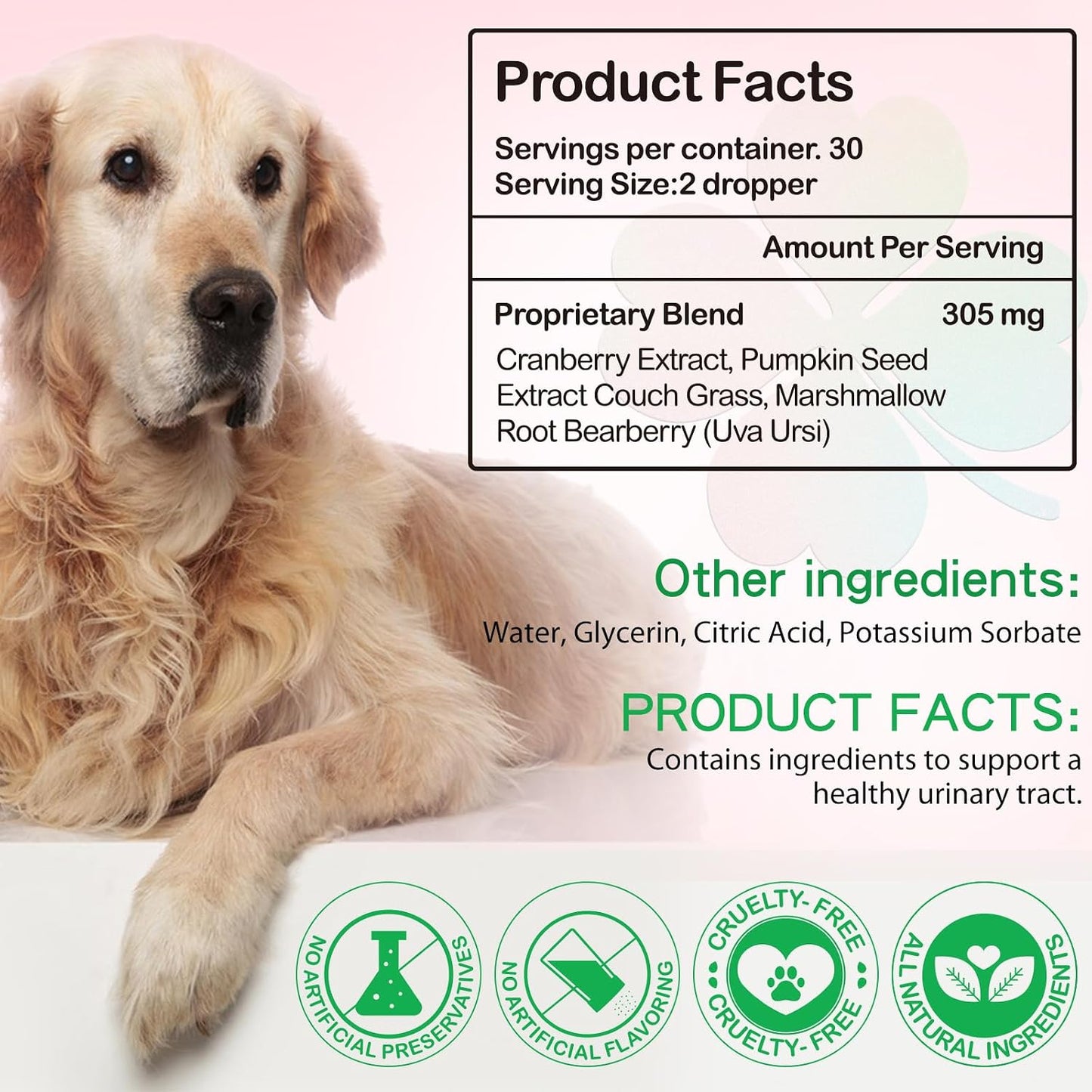Urinary Tract Support Drops for Dogs – Herbal Formula with Cranberry and Pumpkin Seed, Bacon Flavour (60 ml) - görsel 5