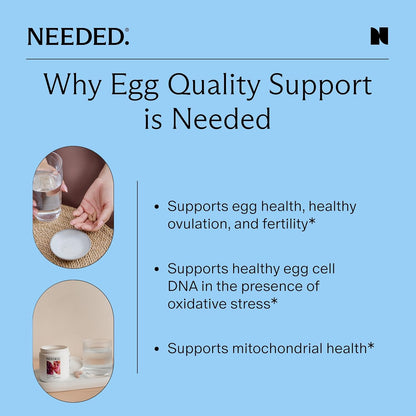Needed. Egg Quality Support - Optimally Formulated Antioxidants Supplement for Egg Quality - Fertility Support - Fertility Supplement for Women - 60 Capsules - 30 Day Supply