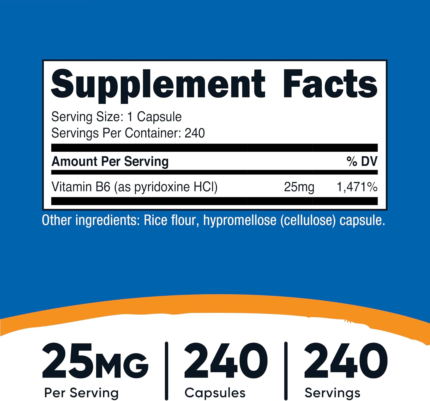 Nutricost Vitamin B6 (Pyridoxine HCl) 25mg, 240 Capsules – Non-GMO, Gluten-free and Vegetarian Friendly - görsel 2