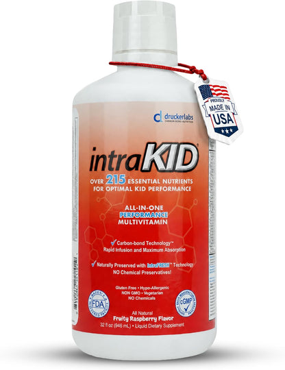 intraKID Organic Liquid Multivitamin for Children, Fruity Raspberry, 946 ml