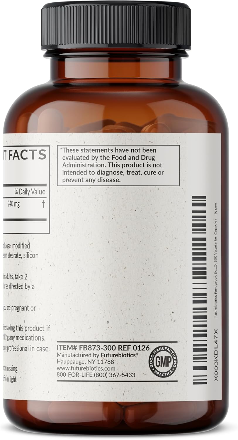 Futurebiotics Fenugreek Extra Strength Supports Overall Good Health & Wellbeing, Non-GMO, 300 Vegetarian Capsules – Image 5