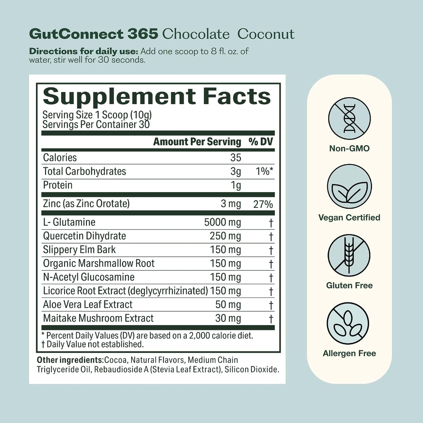 Nature M.D. GutConnect 365 – Chocolate Coconut Gut Health SuperFood Powder, 30 Servings - görsel 7