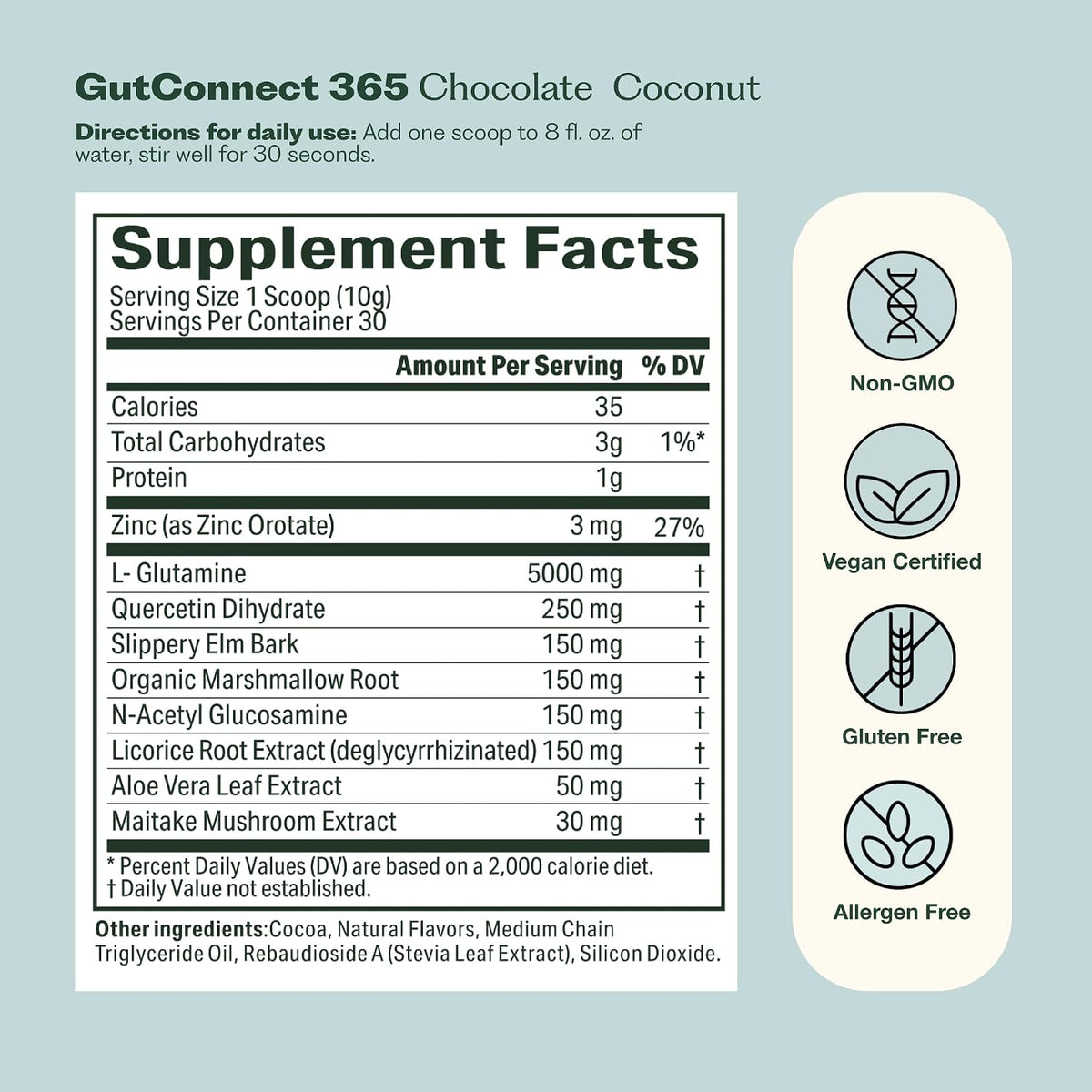 Nature M.D. GutConnect 365 – Chocolate Coconut Gut Health SuperFood Powder, 30 Servings - görsel 7