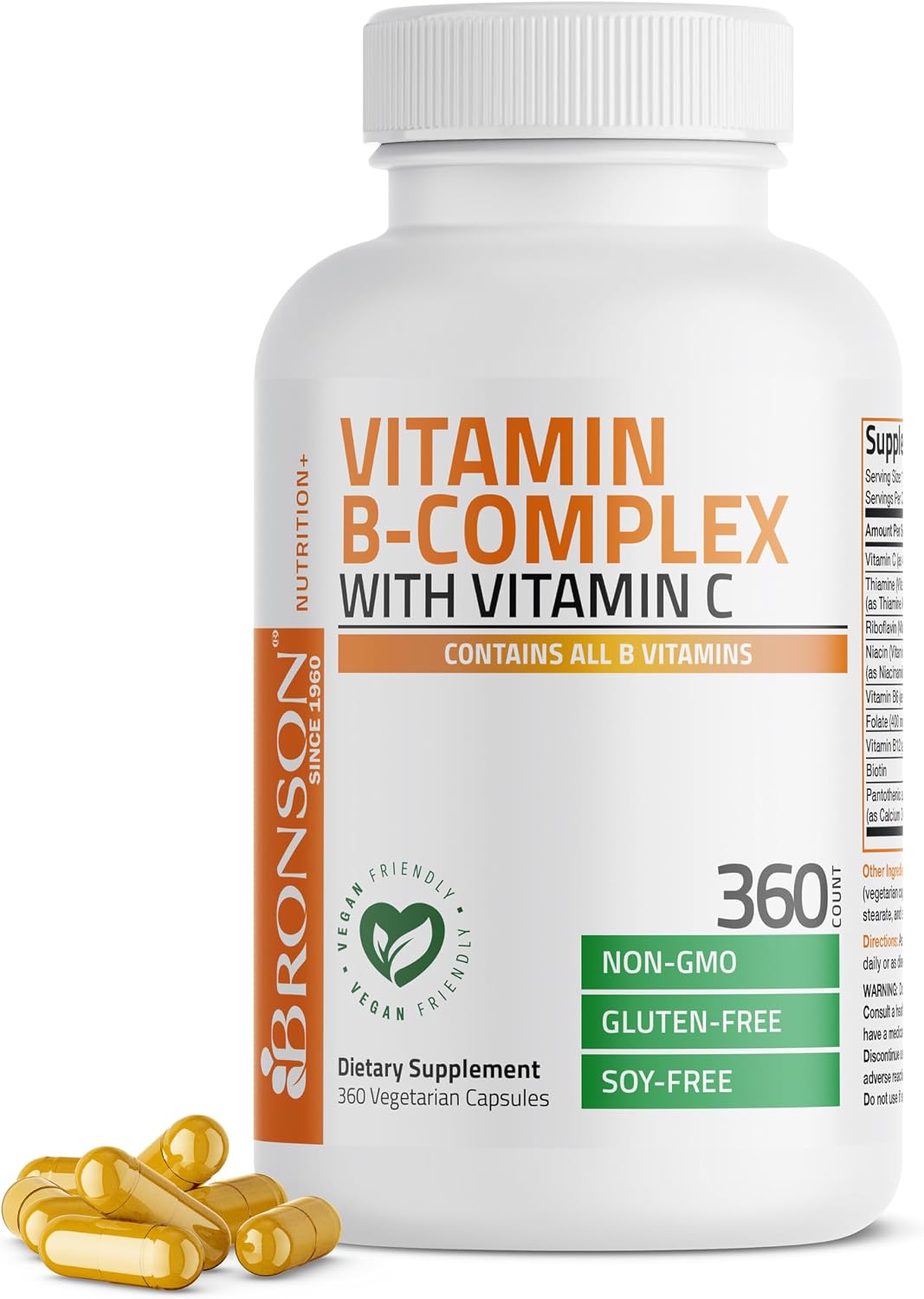 Bronson Vitamin B Complex with Vitamin C, 120 Vegetarian Capsules - görsel 10