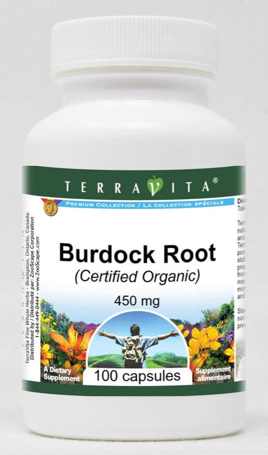 TerraVita Organic Burdock Root 450 mg - 100 Capsules (3 Pack)