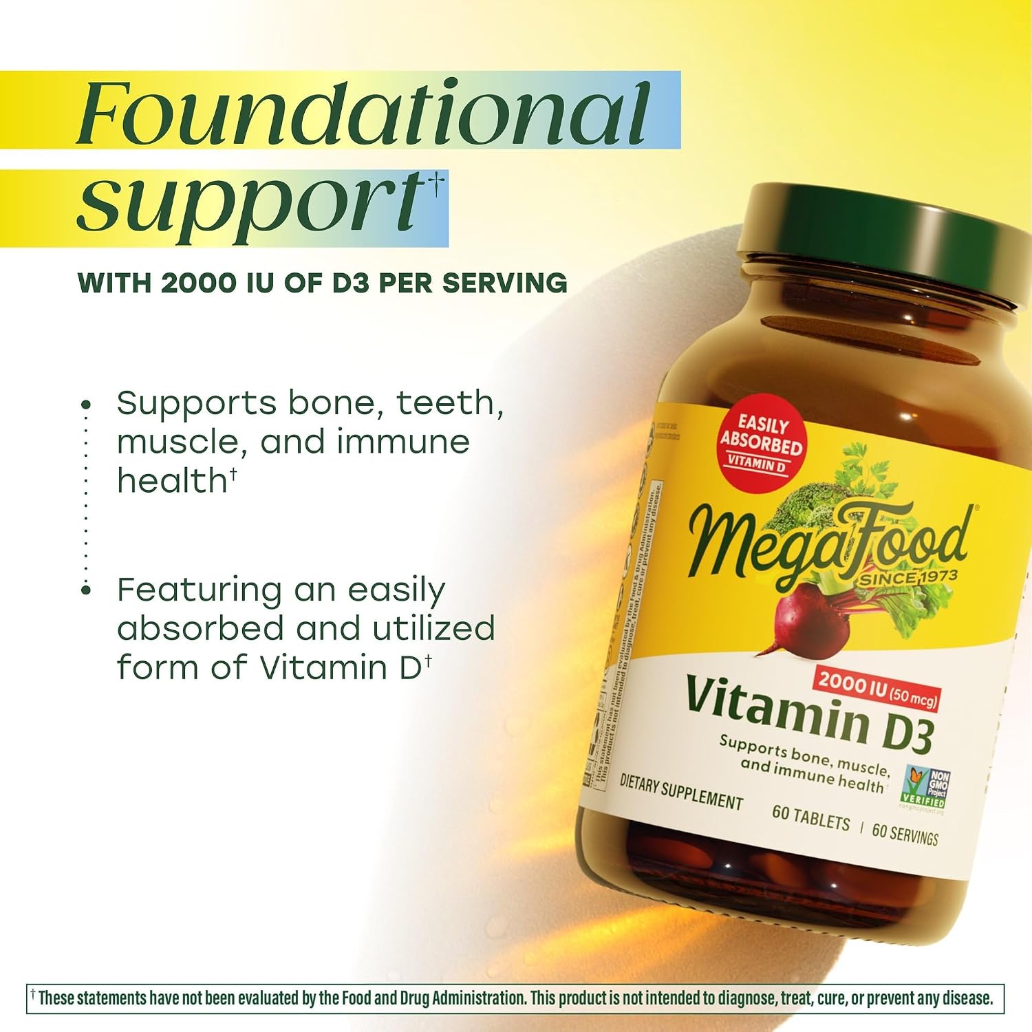 MegaFood Vitamin D3 2000 IU – 60 Tablets - görsel 3