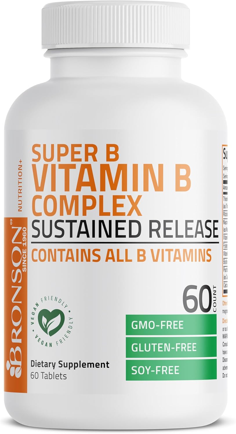 Bronson Super B Vitamin B Complex Sustained Slow Release | 60 Tablets - görsel 3