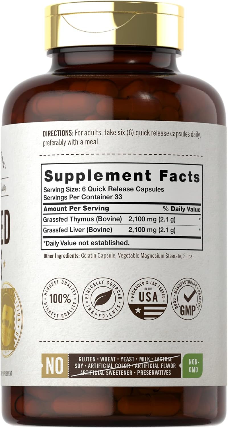 Carlyle Grass-Fed Beef Thymus, 2100 mg, 200 Capsules - görsel 2