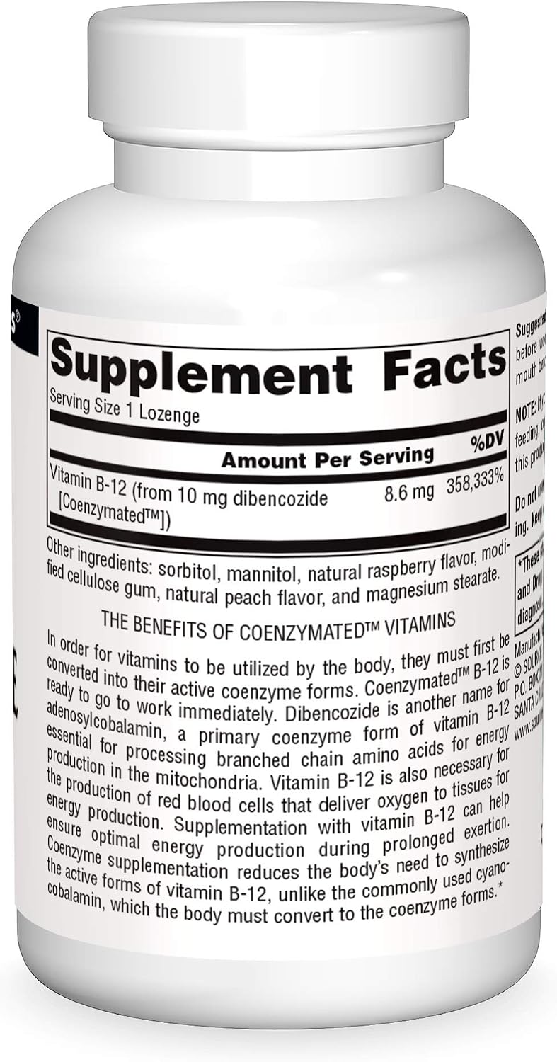 Source Naturals Dibencozide - Coenzymated B-12 Athletic Series, Quick Dissolving Food Supplement, 120 Lozenges - görsel 3