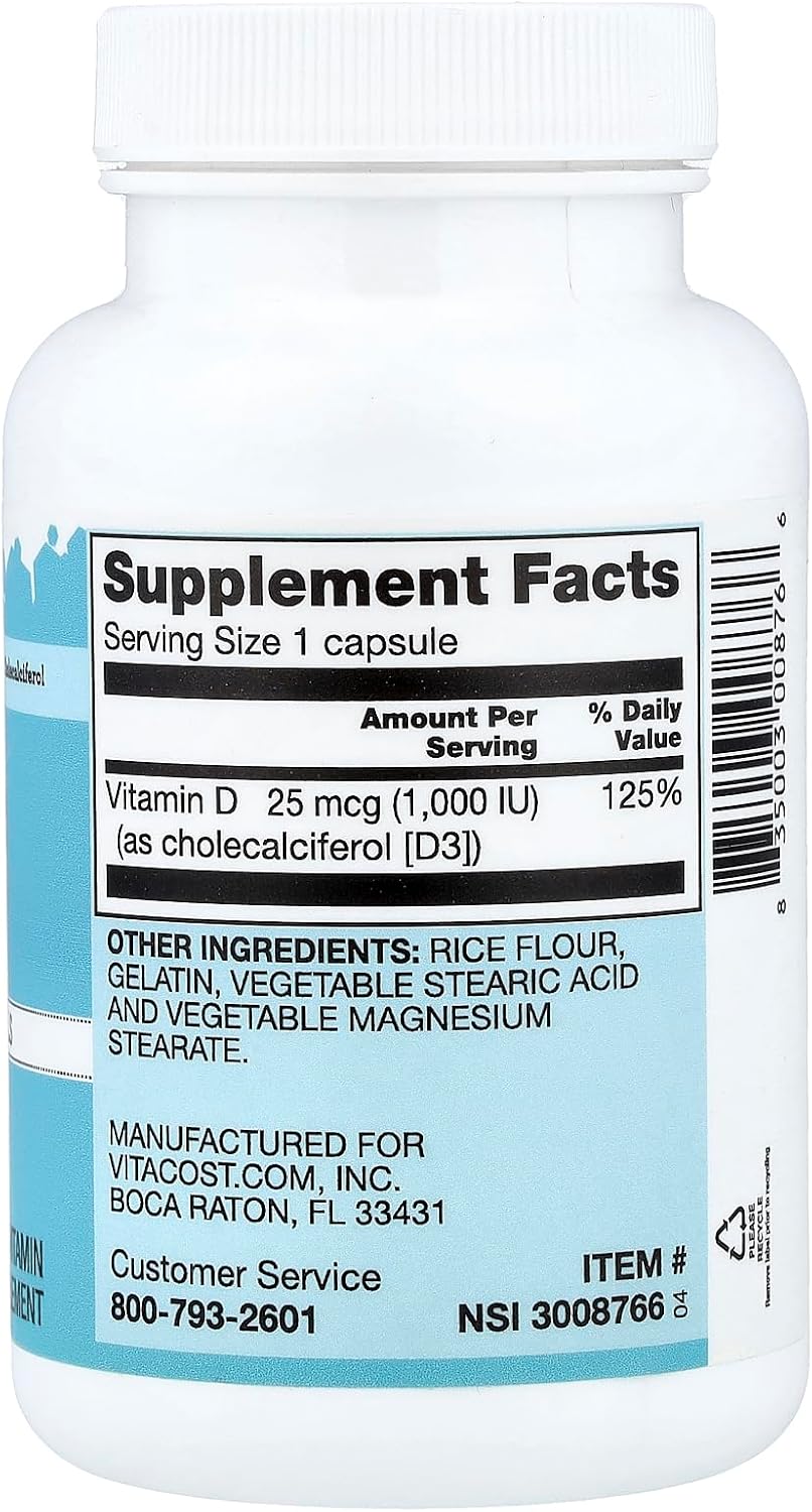 Vitacost Vitamin D3 (as Cholecalciferol) -- 1000 IU - 300 Capsules - görsel 2