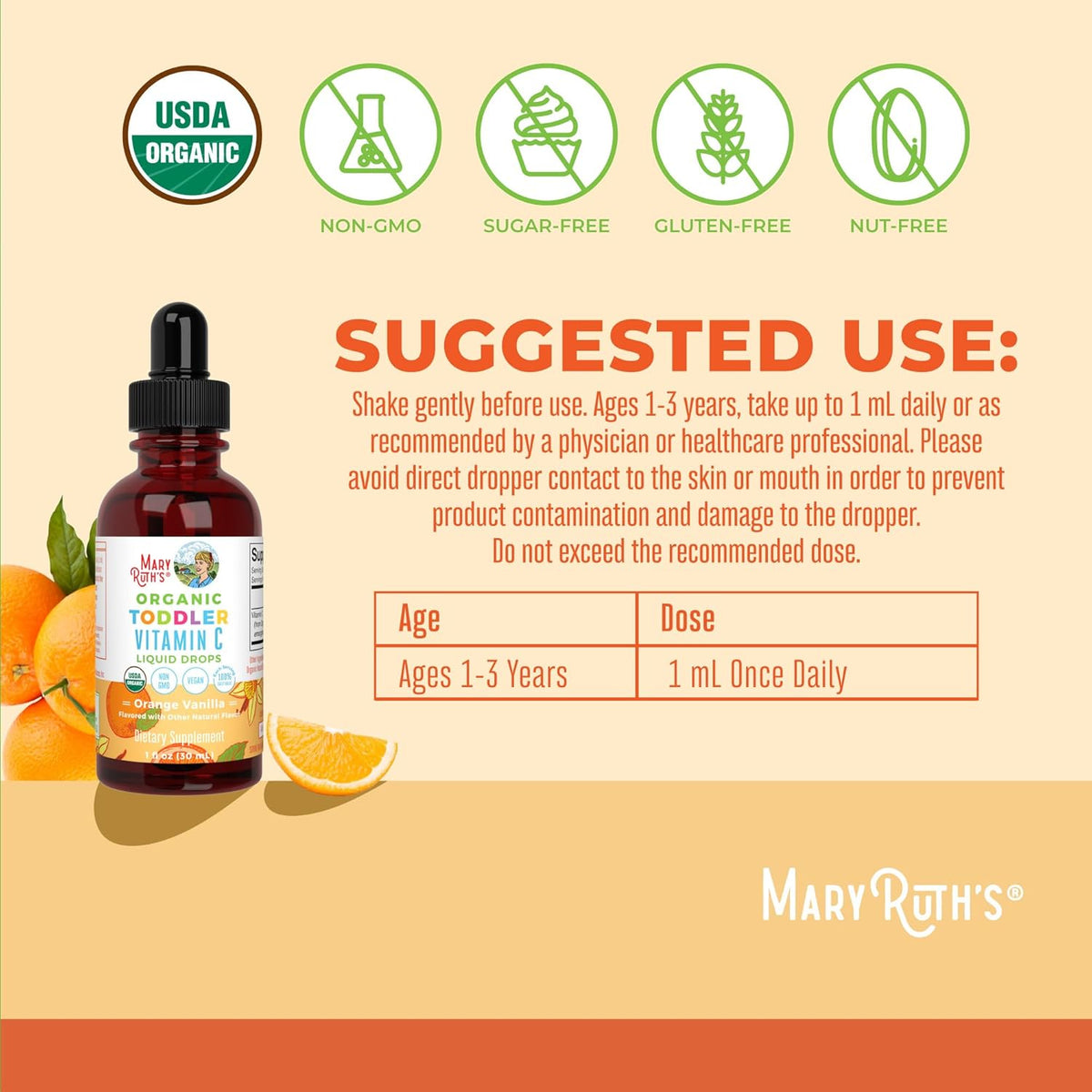 MaryRuth's Organic Toddler Vitamin C Drops - Sugar-Free, Immune Support, 15 mg, 30 Servings - görsel 3