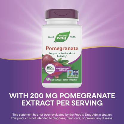 Nature's Way Pomegranate Standardised Extract - 350 mg, Antioxidant Support, 60 Capsules
