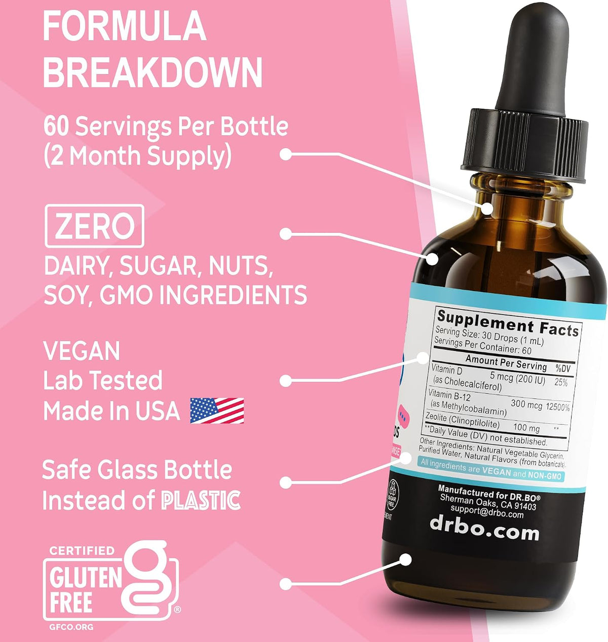Dr. Bo Lingo Zeolite Drops for Kids with Methylated B12 and D3 - 60 ml - görsel 8