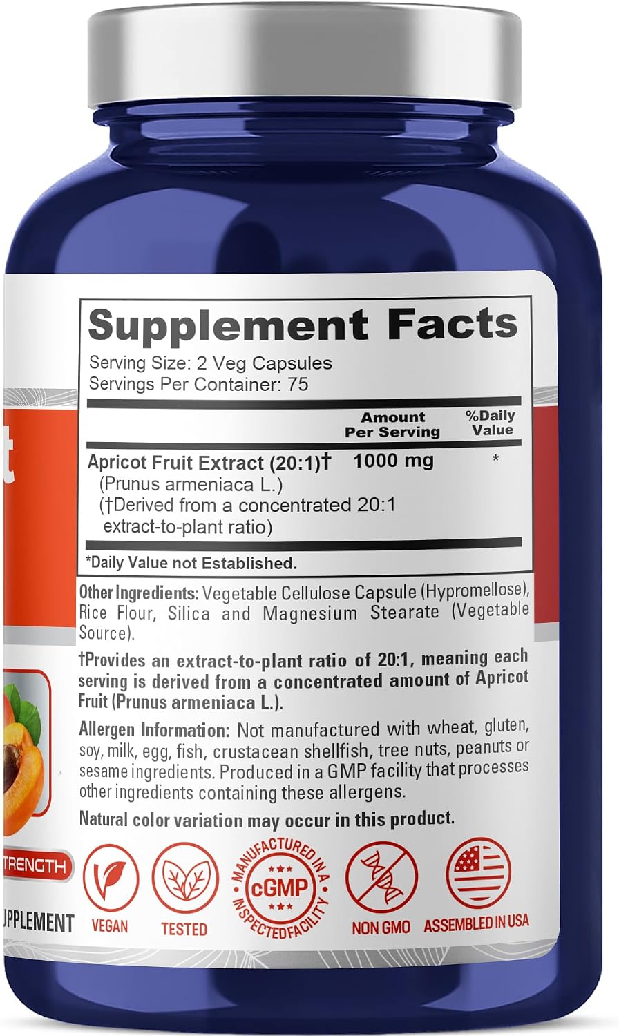 NusaPure Apricot, 1000 mg, 150 Veg Capsules (Vegan, Non-GMO) - görsel 2