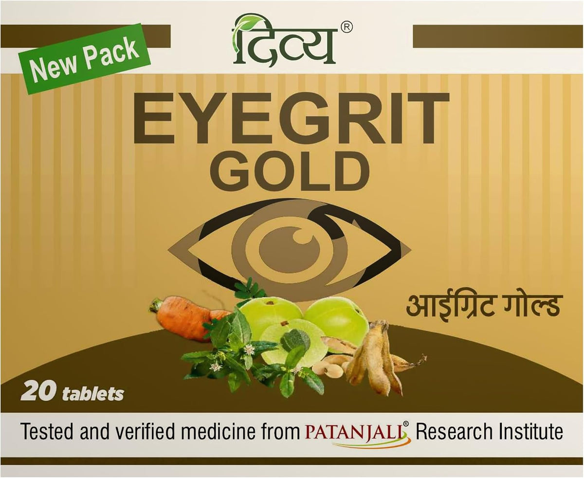 Patanjali Divya Eyegrit Gold 20 Tablets - Ayurvedic Eye Health Supplement - görsel 1
