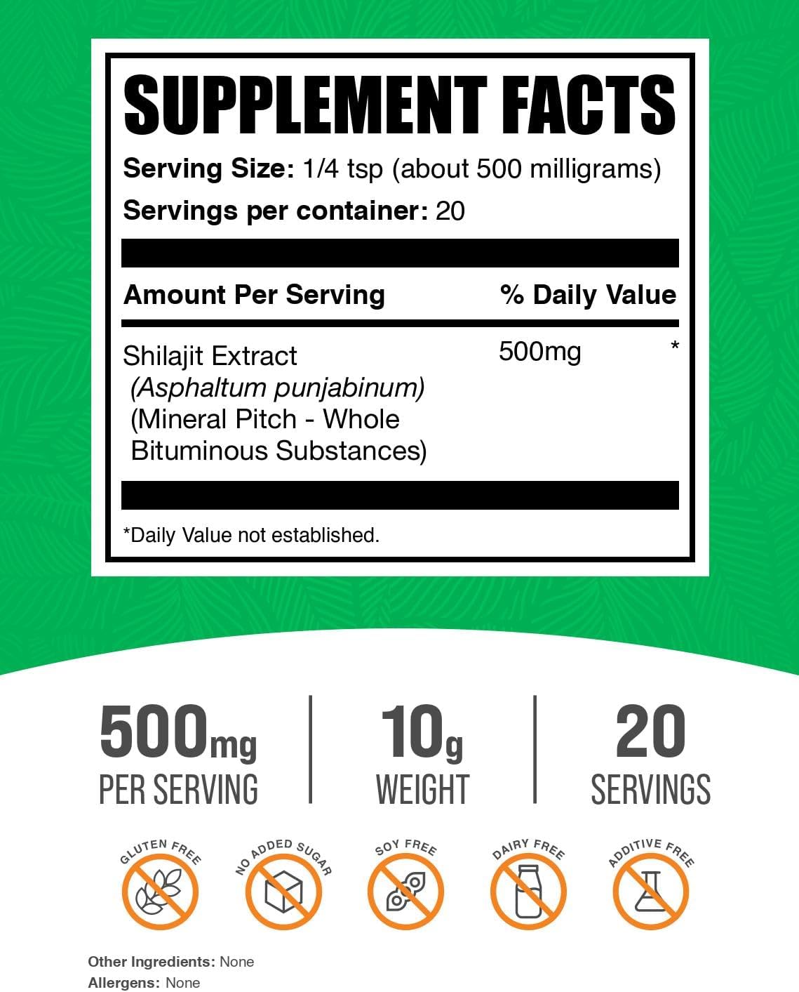 BulkSupplements.com Shilajit Extract Powder – Fulvic Acid Supplement, Gluten-free, 500mg per Serving, 10g (Pack of 1) - görsel 2