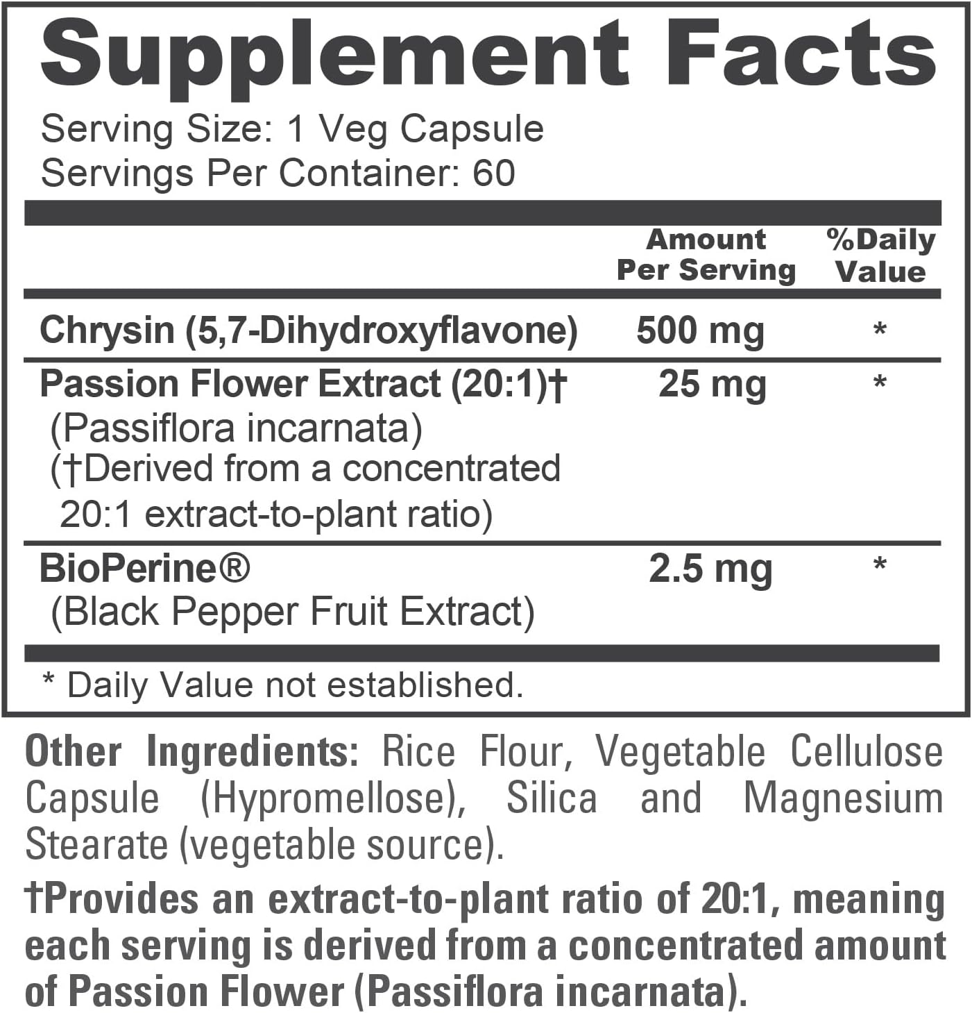 NusaPure Chrysin, 500mg, 60 Veg Capsules (Non-GMO, Vegan) - görsel 4