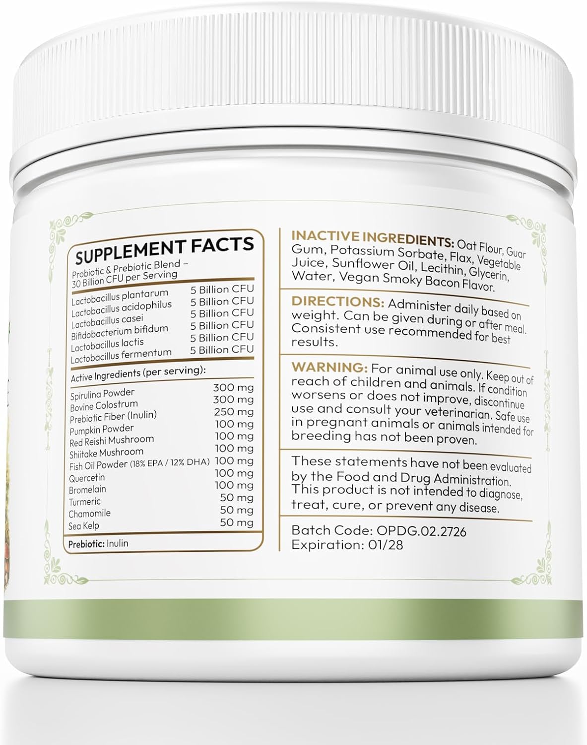 30 Billion CFU Probiotics for Dogs – Gut & Allergy Defence Chews with Quercetin, Colostrum, Turmeric, Mushrooms – 90 Soft Chews – Made in USA - görsel 9