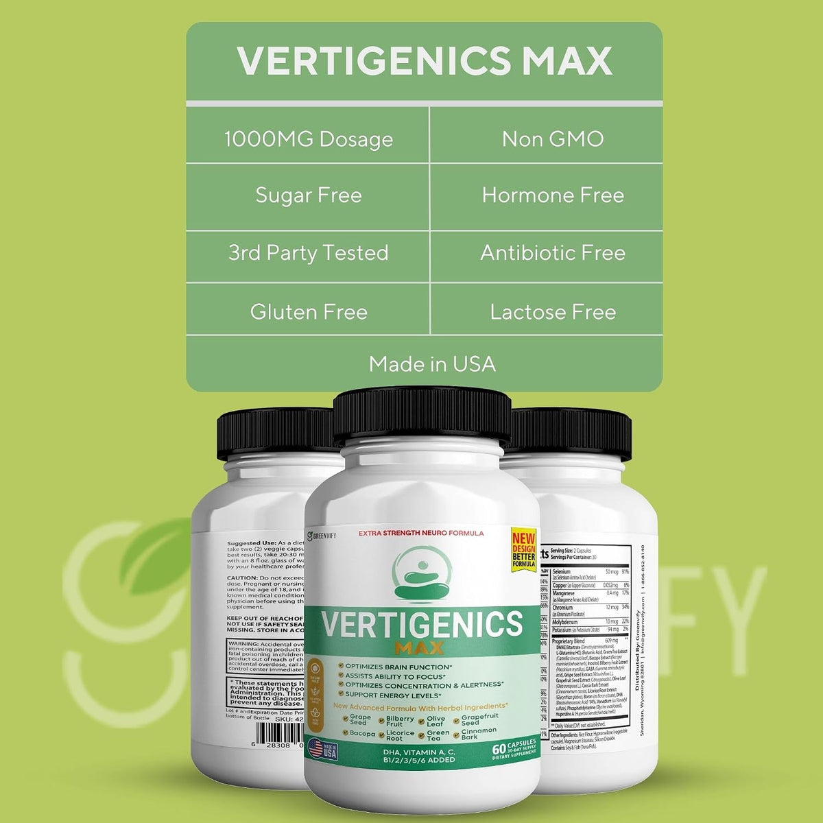 Vertigenics Max Brain Support Supplement (Extra Strength Neuro Formula, 60 Capsules) - görsel 5