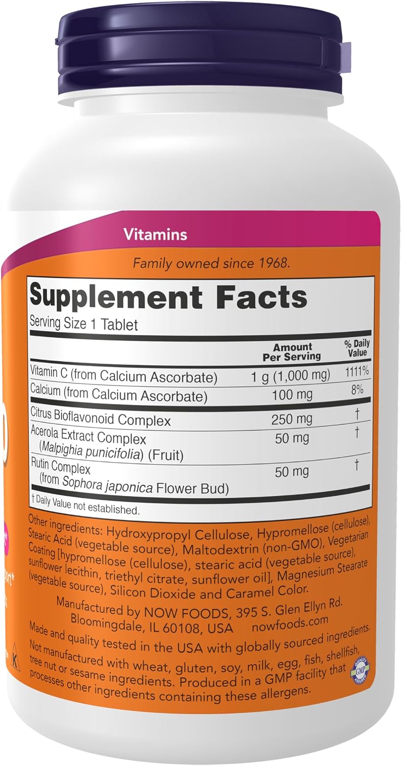 NOW Foods Vitamin C-1000 Complex with Bioflavonoids – 180 Tablets - görsel 2