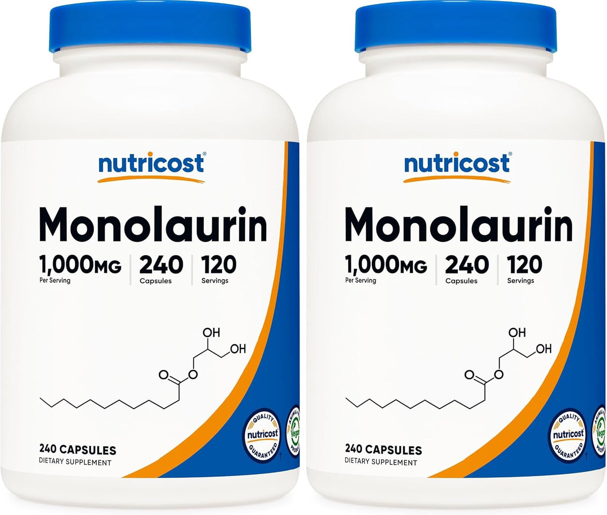 Nutricost Monolaurin 1000 mg - 240 Capsules (120 Servings) - Gluten-Free, Non-GMO, Vegan - görsel 7