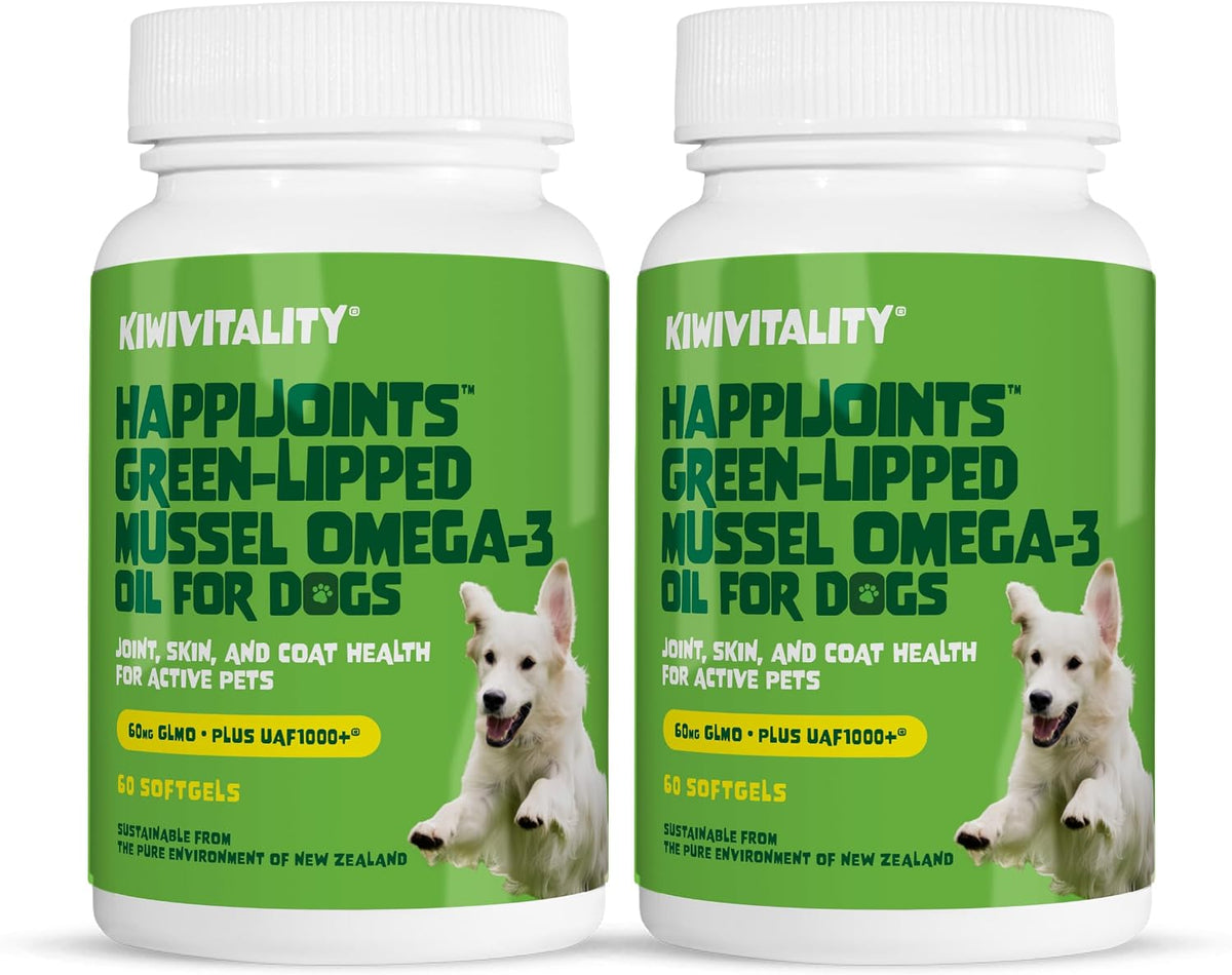 TURNER KiwiVitality HappiJoints Green-Lipped Mussel Omega-3 Oil for Dogs (120 Soft gel capsules) 2-Pack - görsel 1