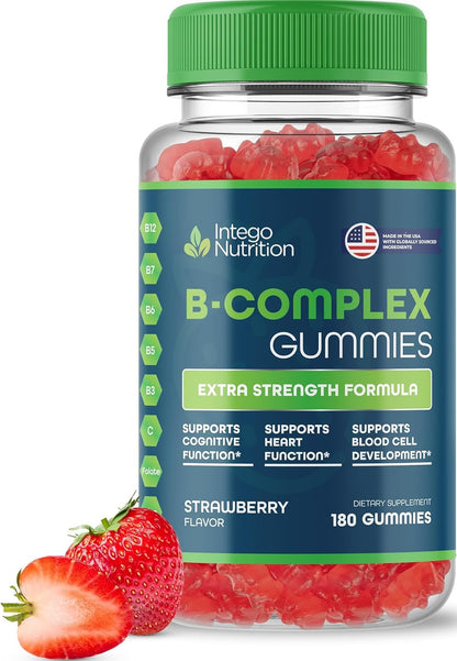 Vitamin B Complex Gummies for Adults, B Complex Supplement with Vitamin A, C, Biotin, Zinc, 60 Gummies