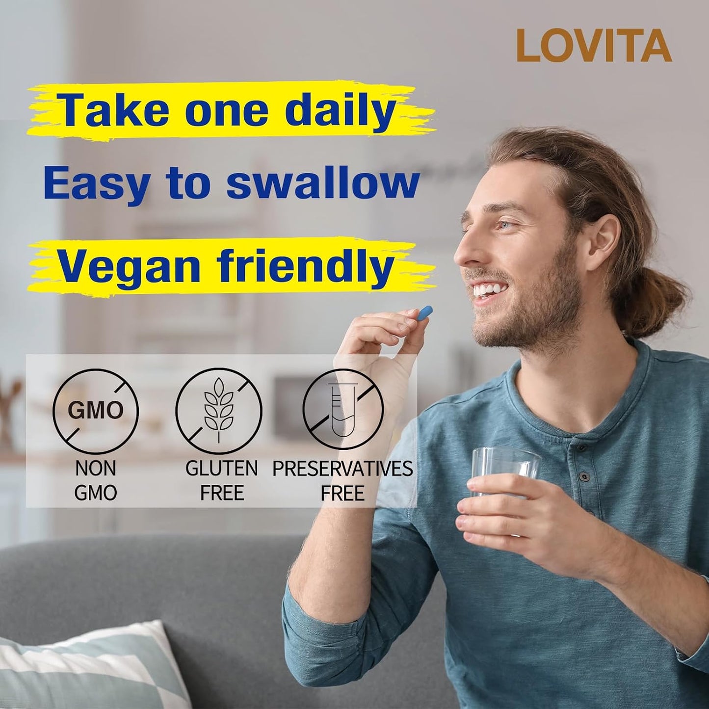LOVITA Timed-Release B Complex for Men, 60 Vegetarian Tablets - görsel 6